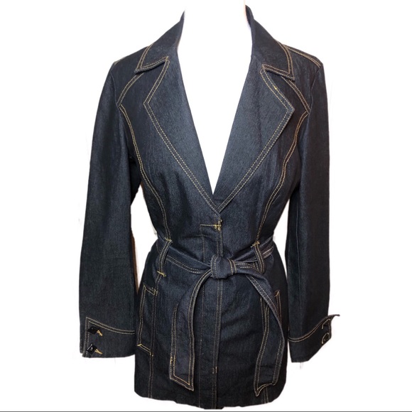 Bisou Bisou Jackets & Blazers - Bisou Bisou Belted Denim Coat Jacket